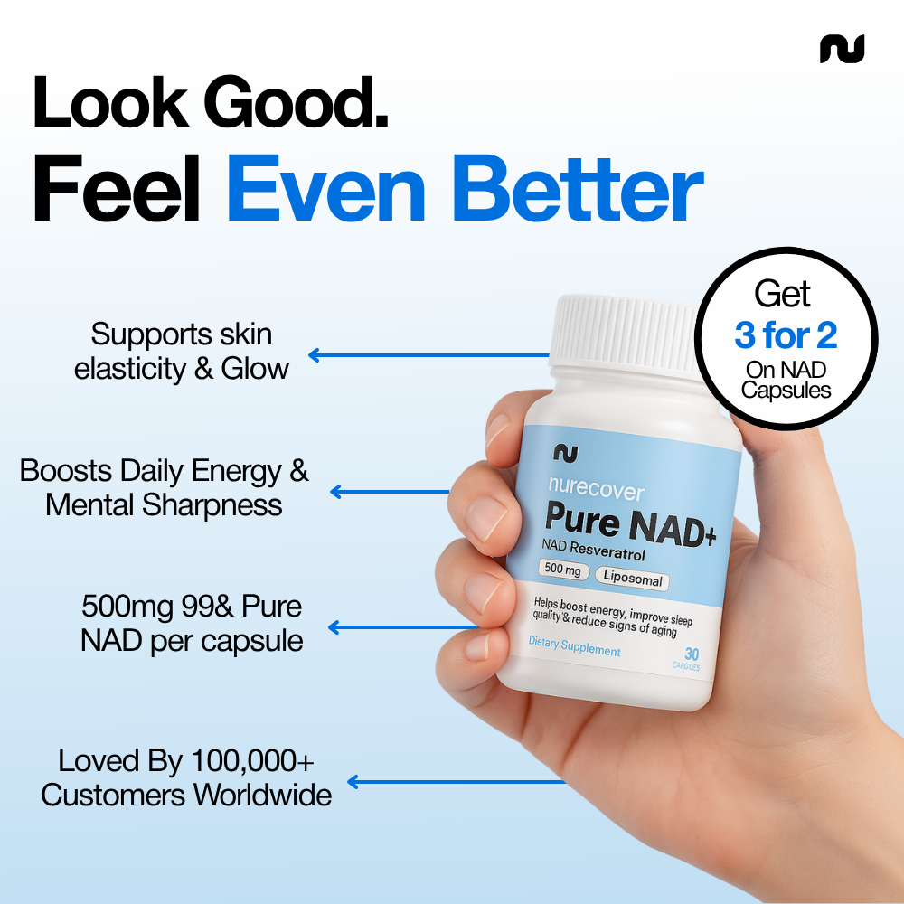 Nurecover® Pure NAD+ with Resveratrol 500mg Capsules