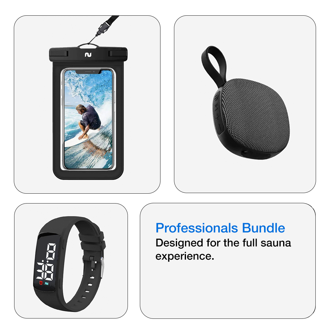 Accessories Bundle - Heatproof Phone Case, Wrist Timer, Speaker - nurecover